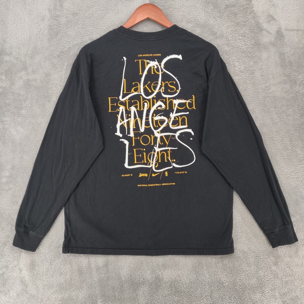 Nike Los Angeles Lakers Shirt Men Medium Courtside Max 90 Long Sleeve Loose Fit